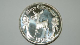 1995 Rudolph Merry Christmas Collectible.  999 Fine Silver 1oz Round Ag - 11 photo