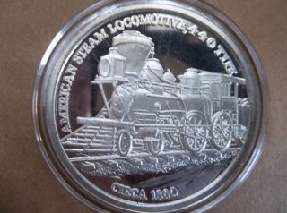 1 Oz.  Proof Like Silvertowne Locomotive Collectable Round photo