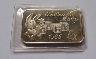 1985 Welcome Baby 1 Oz.  999 Fine Silver Art Bar Madison photo