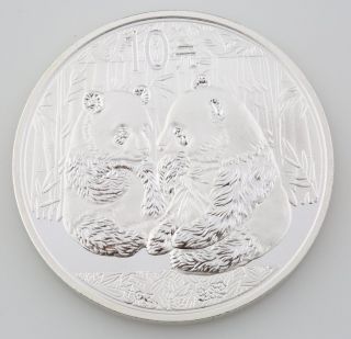 2009 10 Yuan 1oz.  999 Silver Chinese Panda Round China Uncirculated Coin photo