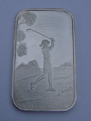 2008 Rare.  999 One Ounce Fine Silver Woman Golf Happy Birthday Bullion Bar photo