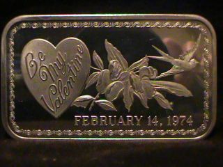 1974 Be My Valentine 1 Oz 999 Silver Art Bar photo