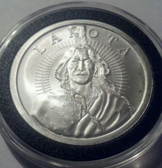 1 Oz.  999 Silver Lakota Nation Crazy Horse Coin Buffalo On Back No Longer Minted photo