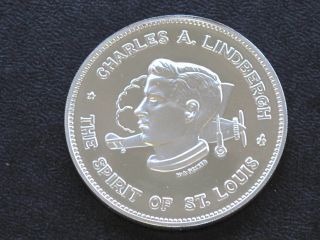 Charles Lindbergh Flight Sterling Silver Coin Medal Franklin D0949 photo