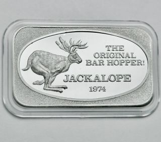 The Jackalope 1974 1 Oz.  999 Fine Silver Bar Ingot Ussc photo
