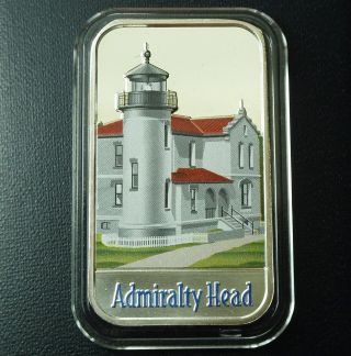 Lighthouse Admiralty Head Coupeville Washington 1 Oz.  999 Fine Enamel Silver Bar photo