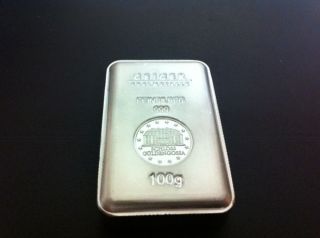 100 Gram Geiger.  999 Fine Silver Bullion Bar photo