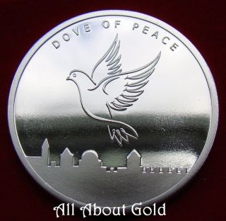 Solid Silver Round 1 Oz Dove Of Peace.  999 Fine Holy Land Jerusalem Proof - Like photo