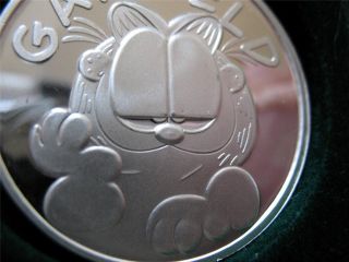 1 - Oz.  999 Silver Christmas Garfield Paws Engravable Ornament Coin Gift Box+gold photo