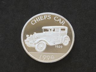 1929 Fire Chiefs Car Silver Art Round A9360 photo