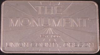 In God We Trust The Monument Union County Oregon 1986 Usa Silver Bar 100 Made photo