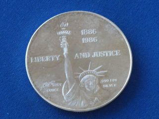 1986 Liberty And Justice Silver Art Round B0635 photo