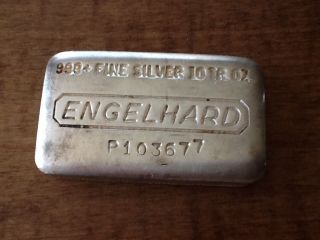 10 Oz Englehard Ingot.  999+ Fine Silver Bar Serial Number: P103677 photo