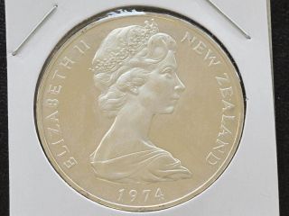 1974 Elizabeth Ii Zealand Commemorative One Dollar Silver Art Round C8378 photo