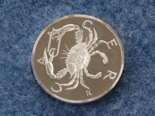 1970 Franklin Cancer Treasury Of Zodiac Sterling Silver Art Medal B8062l photo