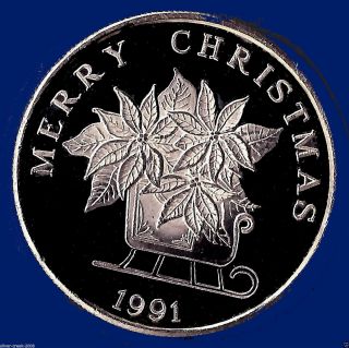 1991 Merry Christmas 1 Troy Oz 0.  999 Pure Silver Art Round photo