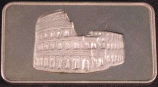 Italian Colosseum Stream Famous Landmark Silver Art Bar Very Rare photo