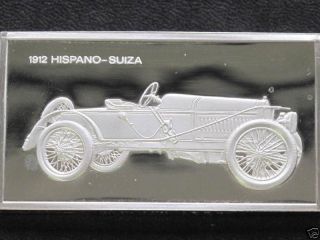 1912 Hispano - Suiza Xiii Automobile Silver Art Bar 2 Troy Oz Franklin A0124 photo