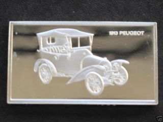1913 Bebe Peugeot Automobile Silver Art Bar 2 Troy Oz Franklin A0170 photo