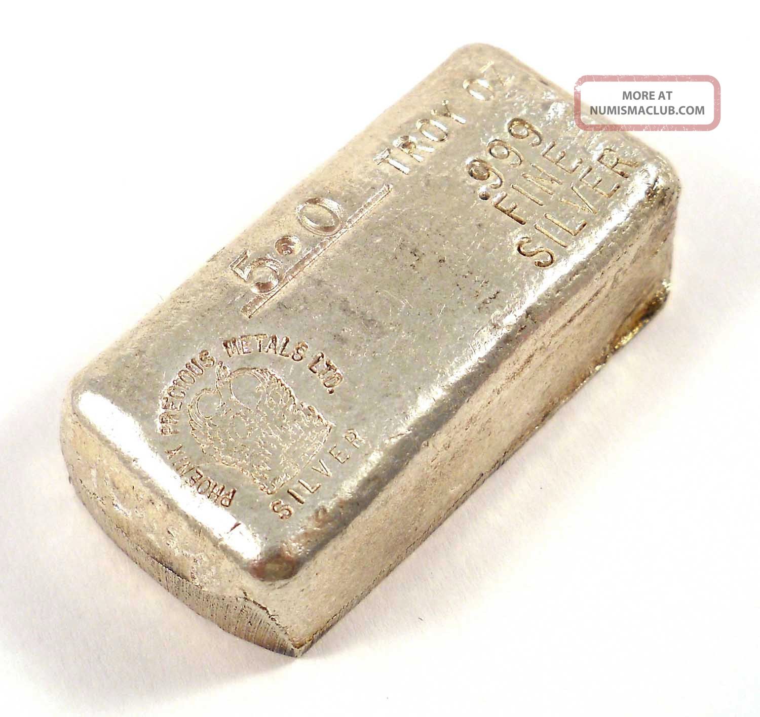 Rare Old Phoenix Precious Metals 5 Oz. . 999 Fine Silver Poured Bar
