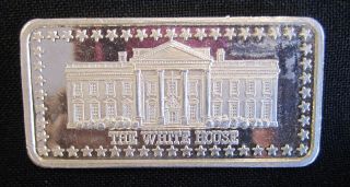 . 999 Fine Pure Silver Bar Ingot Bullion White House Wonders Of America 1 Ozt photo