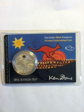 2009 1oz.  999 Silver $1 Kangaroo Frosted Uncirculated Carded Coin. photo