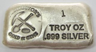 Rare Prospector ' S Gold & Gems 1 Oz.  999 Fine Silver Hand Poured Loaf Bar photo