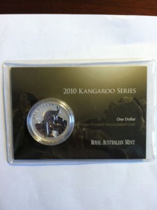 2010 1oz.  999 Silver $1 Kangaroo Frosted Uncirculated Carded Coin. photo