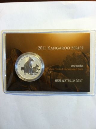 2011 1oz.  999 Silver $1 Kangaroo Frosted Uncirculated Carded Coin. photo