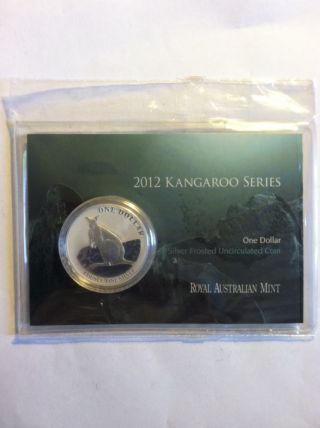 2012 1oz.  999 Silver $1 Kangaroo Frosted Uncirculated Carded Coin. photo