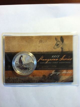 2013 1oz.  999 Silver $1 Kangaroo Frosted Uncirculated Carded Coin. photo