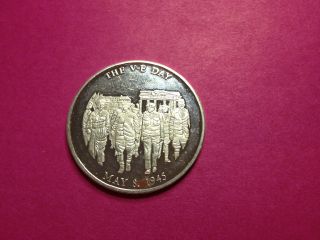 The V - E Day 1945 Wwii.  999 Silver Coin (20 Grams) photo