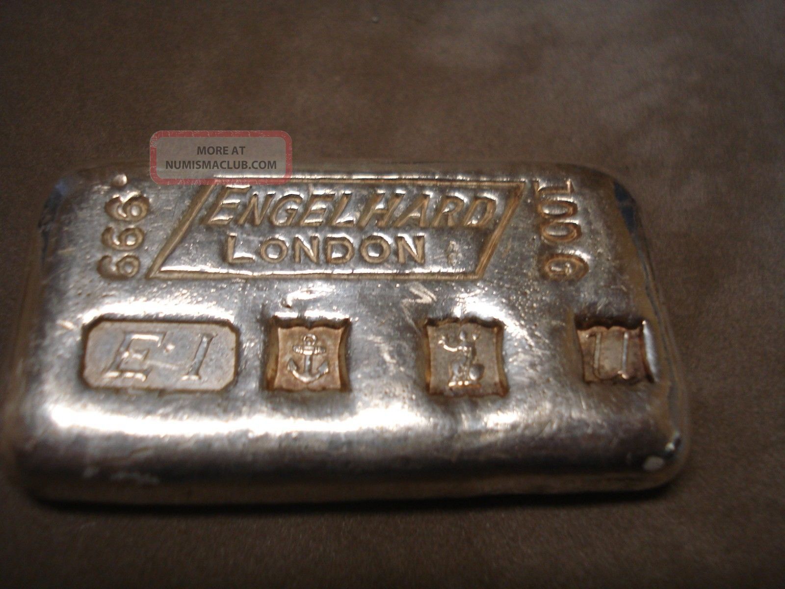100g Grams Engelhard London U Old Style Poured 999 Silver Bar Rare 185