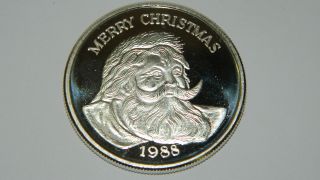 1988 Merry Christmas Collectible.  999 Fine Silver 1oz Round Ag - 103 photo