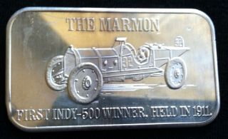 The Marmon 1 Oz.  999 Fine Silver Bar First Indianapolis 500 Winner Held In 1911 photo