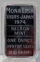 Mona Lisa Visits Japan English Nelson.  999 Silver Bar Collectable Mintage 5 Silver photo 1
