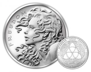 1oz Freedom Girl/trivium Double Obverse Silver Coin - Silver Bullet Silver Shield photo