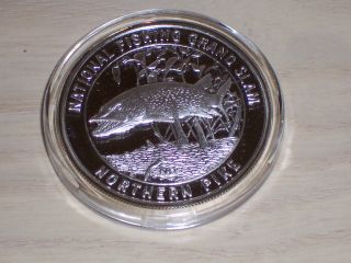 Old National Fishing Grand Slam 1 Troy Ounce.  999 Fine Silver Coin Northern Pike photo