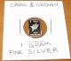 . 999 Fine Silver 1 Gram (cross & Crown) Silver photo 2