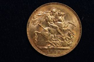 1908 Great Britain.  Sovereign.  Gold photo
