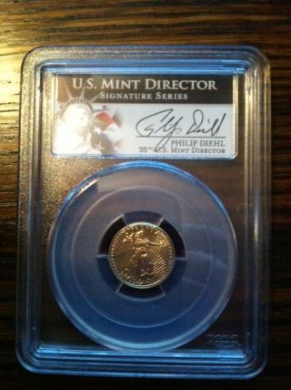 2013 1/10 Oz $5 Gold American Eagle Pcgs Ms70 (philip Diehl Label) photo