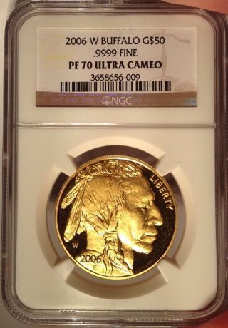 2006 - W $50 Ngc Pr 70 Ultra Cam 1 Oz Gold Buffalo Eagle (pf 70 Ultra Cameo) photo