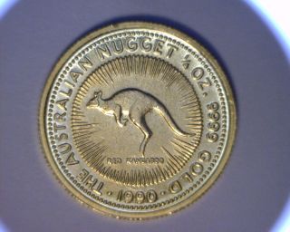 1990 Australian Nugget 1/4 Ounce Gold Coin.  9999 Fine photo