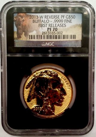2013 - W 1 Oz Reverse Proof Gold Buffalo Pf - 70 Ngc Early Releases photo