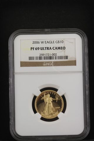 2006 W Gold Eagle Proof $10 - Ngc Pf69 Ultra Cameo 1/4 Oz photo
