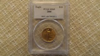 2000 $10 American Eagle 1/4oz Gold Coin Pcgs Ms - 69 photo