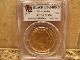 2013 Pcgs Gold Buffalo $50 Ms70 First Strike.  Black Diamond photo