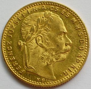 1886 Hungary Franz Joseph Gold 8 Forint / 20 Francs Coin photo