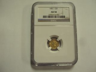 Coinhunters - 1851 Liberty Head Type - 1 $1 Gold Coin - Ngc Au 58 - Rotated Die photo