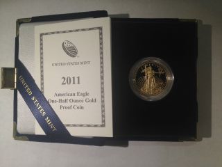 2011 - W Gold $25 American Eagle,  Proof,  Half Oz Gold Coin,  And photo